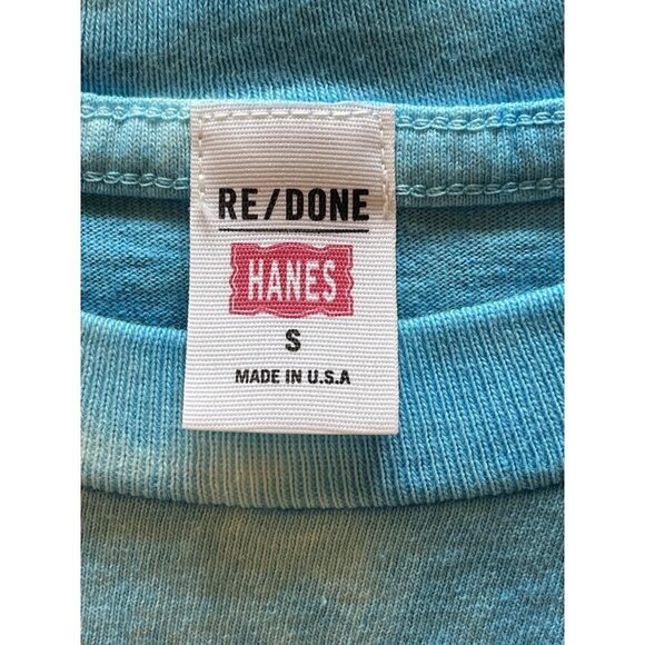 RE/DONE X Hanes Blue And Yellow Tie Dye 50s Long Sleeve Crewneck Tee Size S - Picture 8 of 8